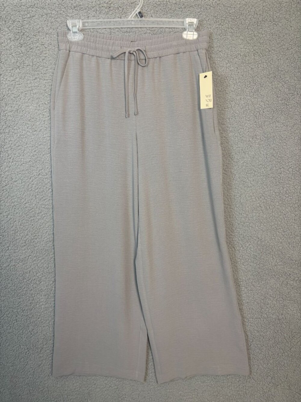 May You Be Women's Light-Weight Palazzo Wide-Crinkle Pants Gray Size Med NWT's.